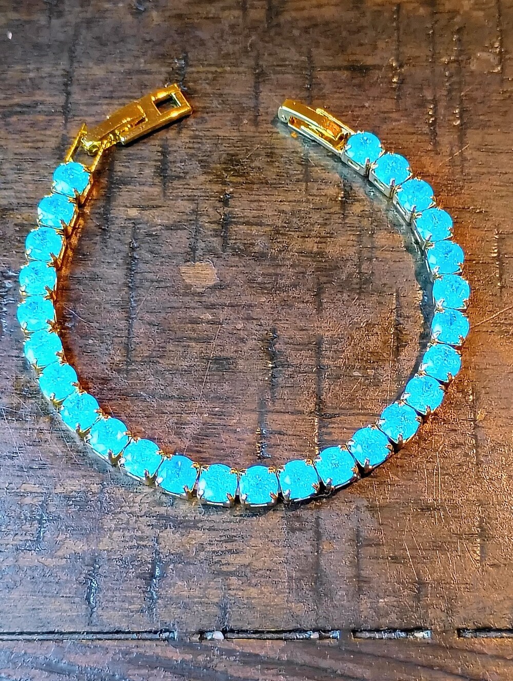 New Gold-Plated Turquoise Color Tennis Bracelet - Women Jewelry